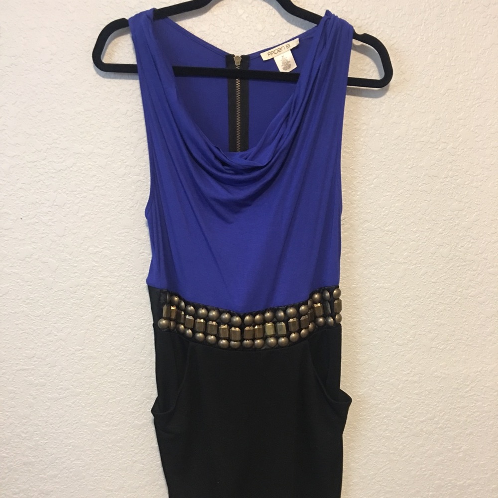 Arden B Dress with Cowl Neck and Studded Waist